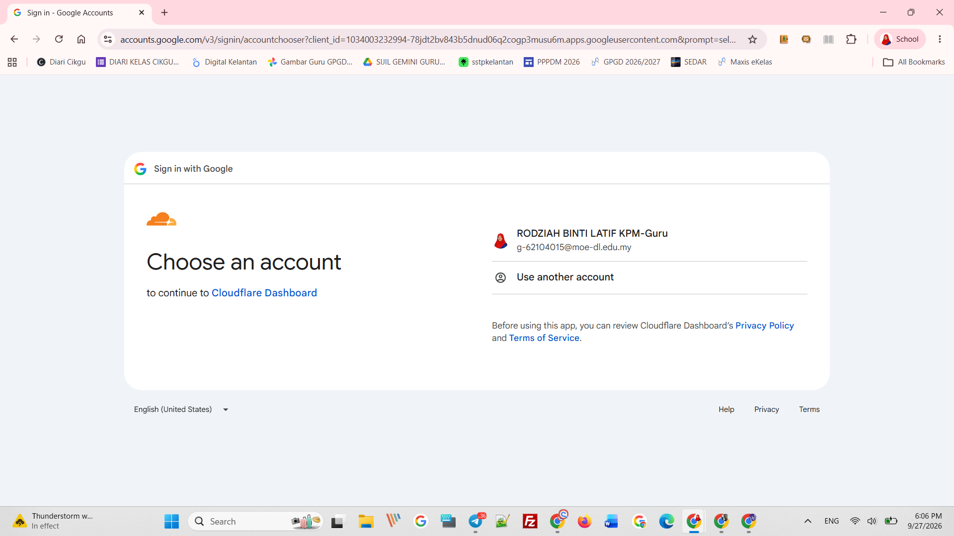 Pilih akaun Google