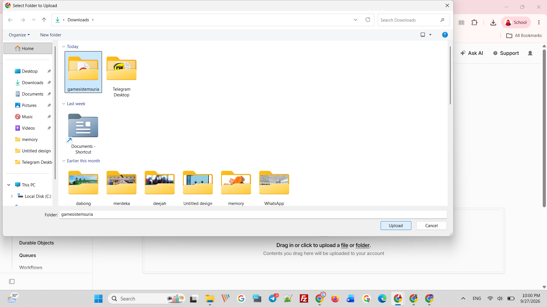 Pilih folder gamesistemsuria